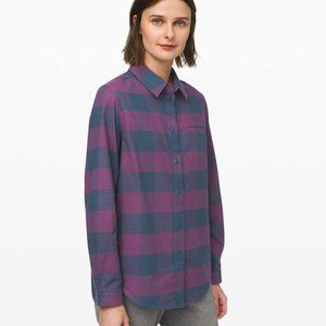 LULULEMON full day ahead revive plaid night diver galactic grape shirt